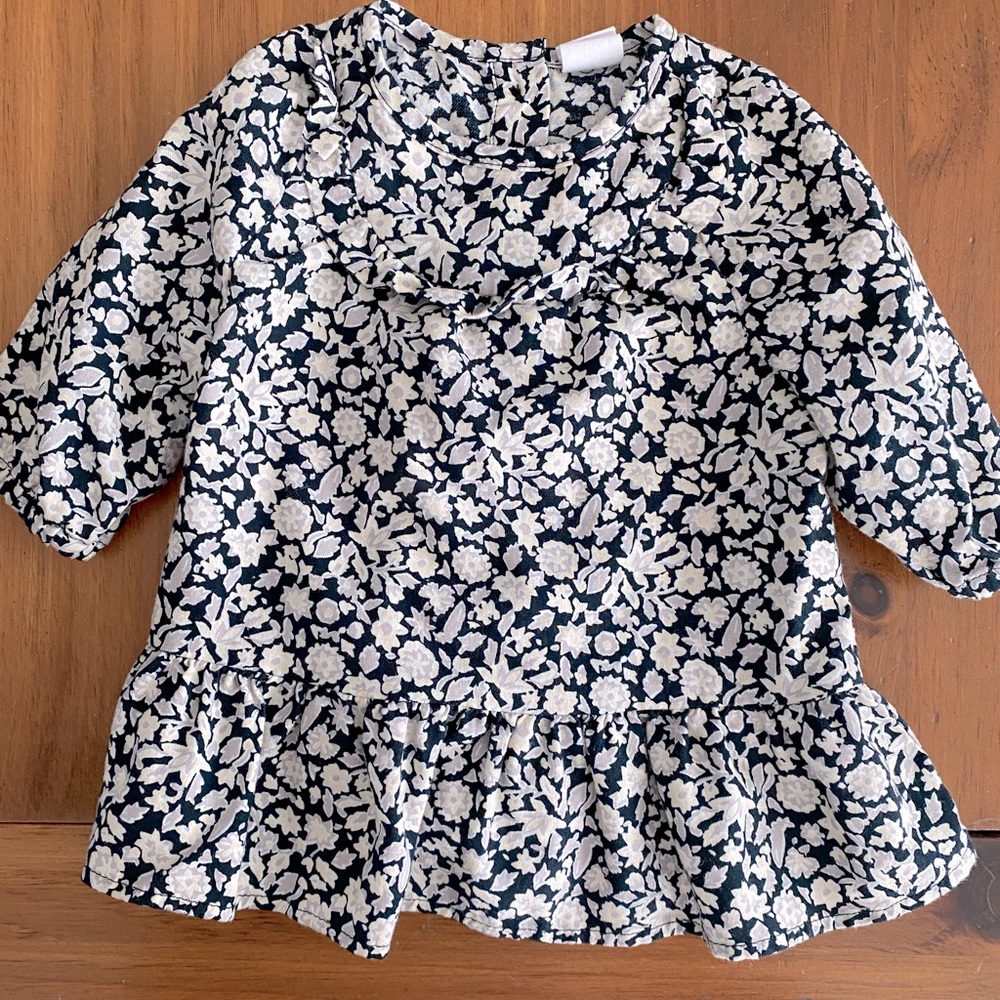 Baby Gap Black & White 0-3 Months Ruffle Tunic Dress